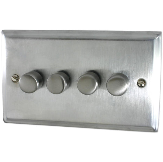 Deco Satin Chrome 4 Gang 400W Dimmer