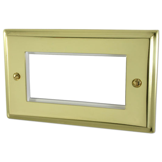 Deco Polished Brass 4 Gang Mod Plate & Frame