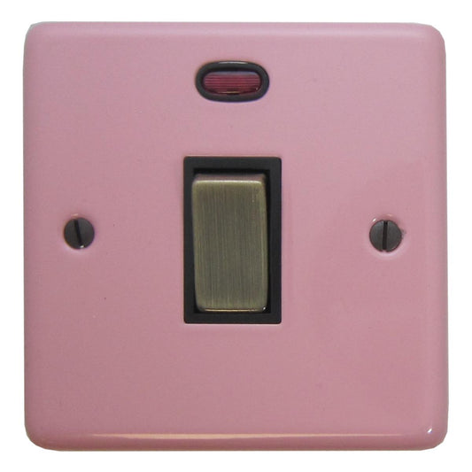 Contour Gloss Pink 20 Amp DP Switch (Antique Brass Switch)