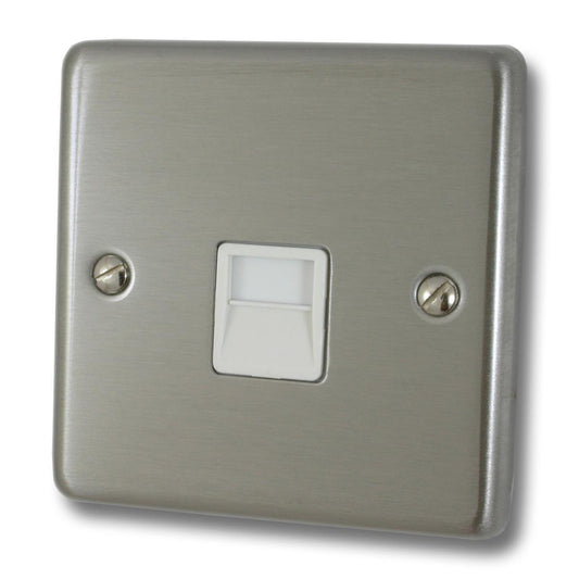 Contour Brushed Steel Telephone Primary Socket (White Insert)