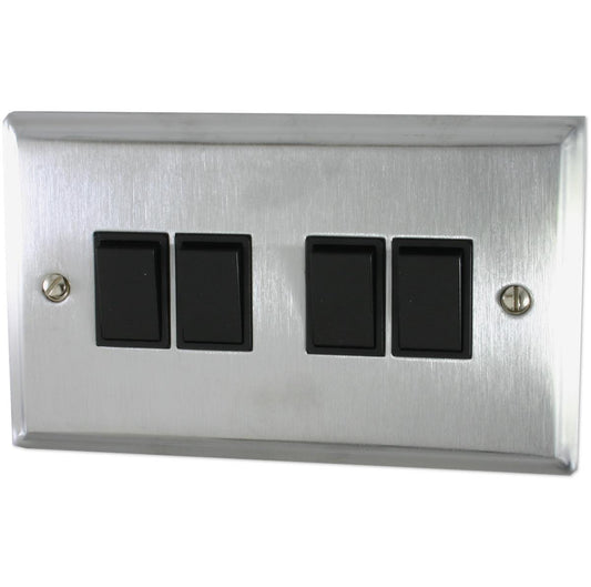 Deco Satin Chrome 4 Gang 2 Way Switch