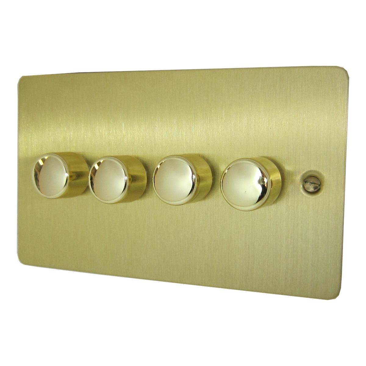 Flat Satin Brass 4 Gang LED Dimmer