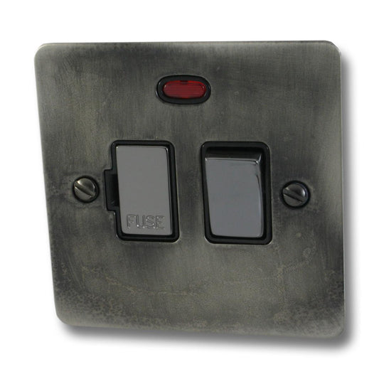 Flat Slate Effect Switch Fused Spur With Neon