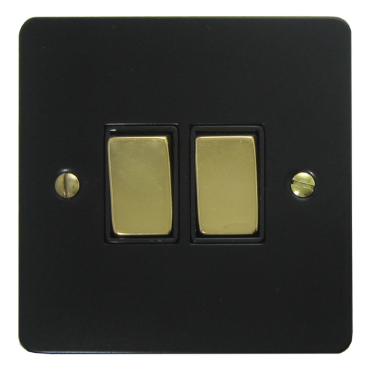 Flat Black 2 Gang Switch (Brass Switches)