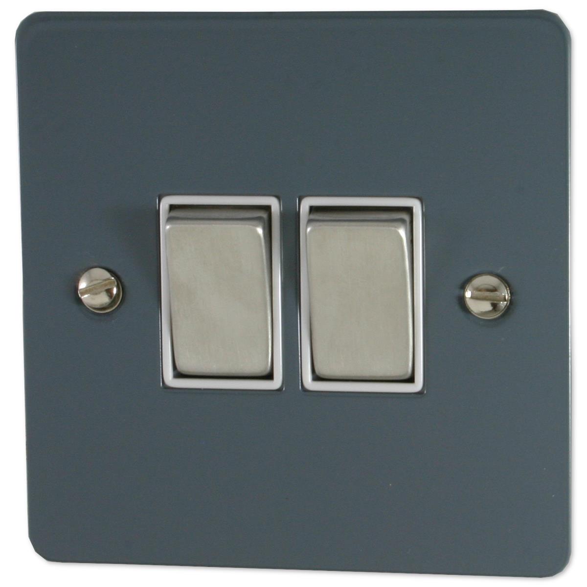 Flat Dark Grey 2 Gang 2 Way Switch