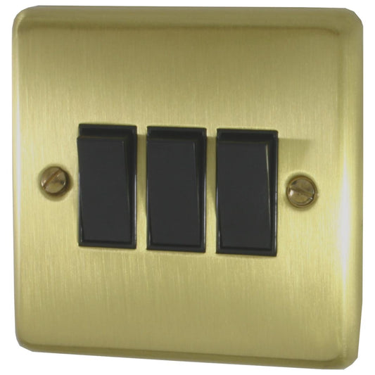 Contour Satin Brass 3 Gang 2 Way Switch