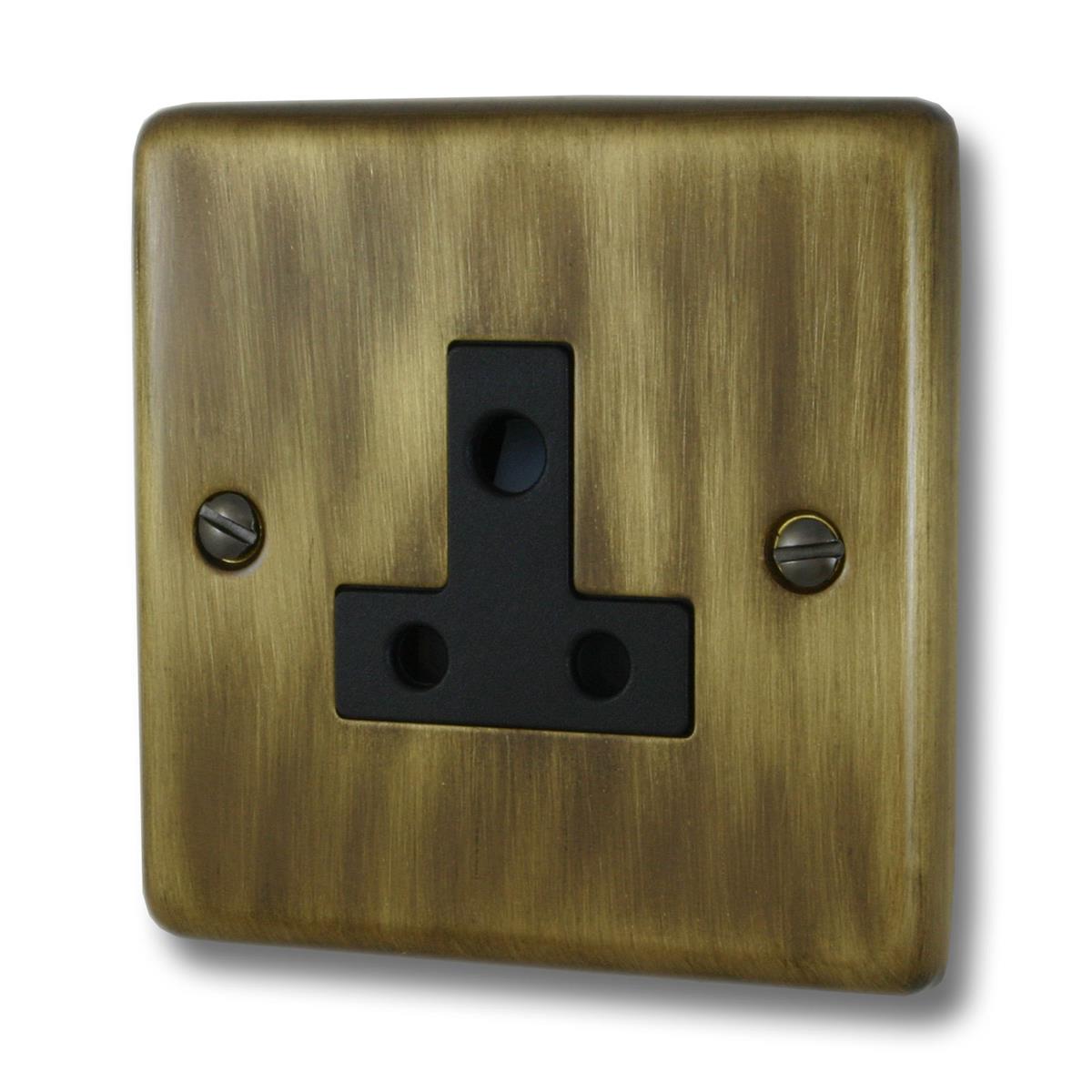 Contour Antique Brass 5 Amp Socket (Black Switch)