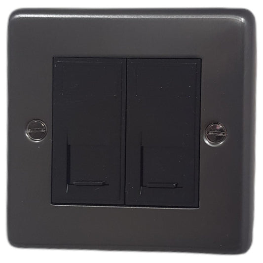 Contour Black Bronze 2 Gang Rj45 Point